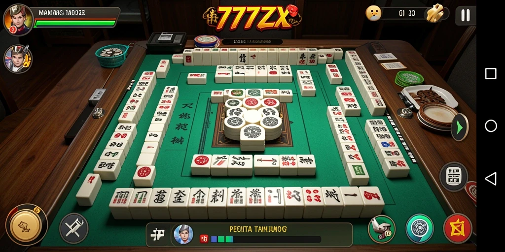 Screenshot utama 777ZX menampilkan permainan Mahjong yang menarik dan seru.