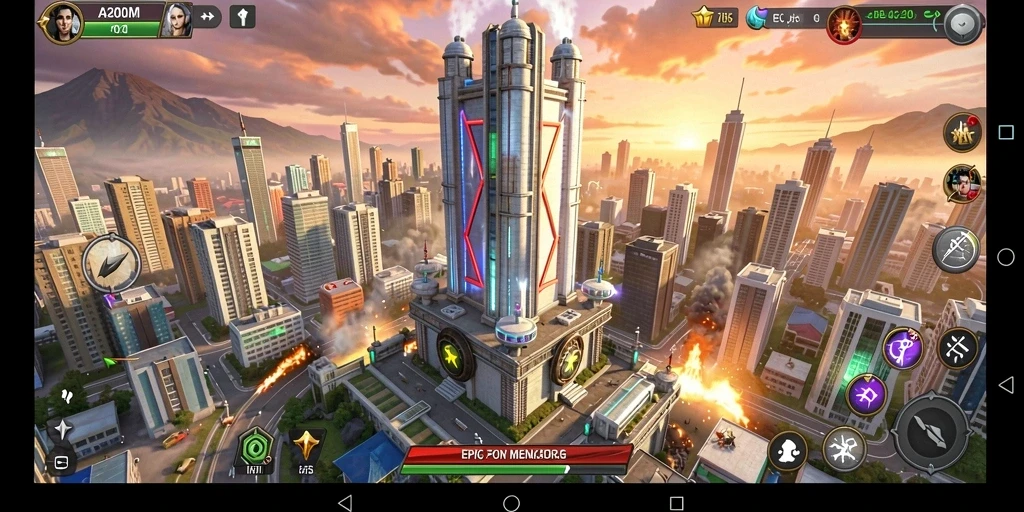 Screenshot gameplay A200M menampilkan menara yang siap menyerang musuh.