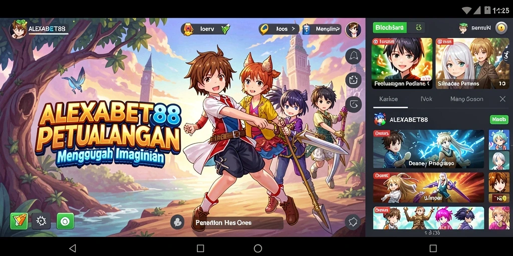 Tampilan gameplay ALEXABET88 yang penuh warna dan dinamis.