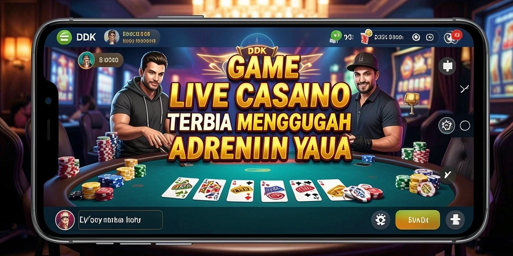 Gameplay DKK yang imersif dalam suasana kasino langsung.