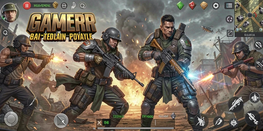 Tampilan gameplay intens dari GAMERP dalam pertarungan Battle Royale.