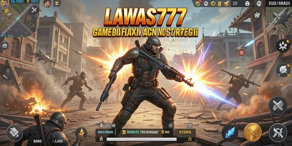 Screenshot gameplay <strong>LAWAS777</strong> menampilkan aksi Battle Royale yang seru.