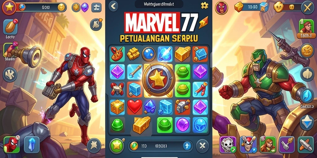 Tangkapan layar MARVEL77 menunjukkan gameplay yang seru dan penuh warna.