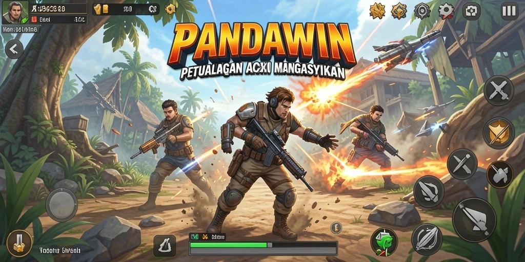 Tangkapan layar menunjukkan momen aksi mendebarkan dalam PANDAWIN.