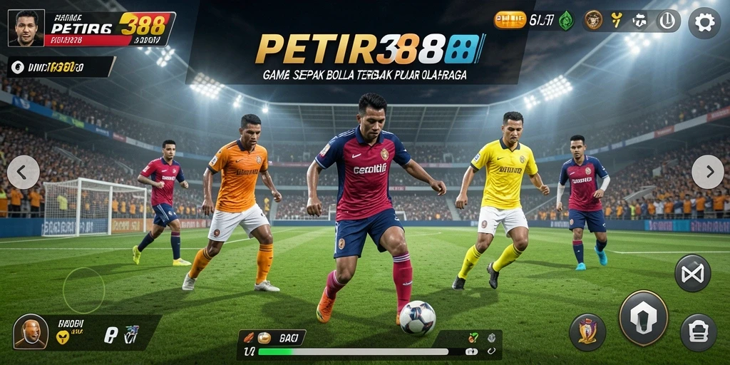 Screenshot permainan <strong>PETIR388</strong> menunjukkan momen seru dalam pertandingan sepak bola.