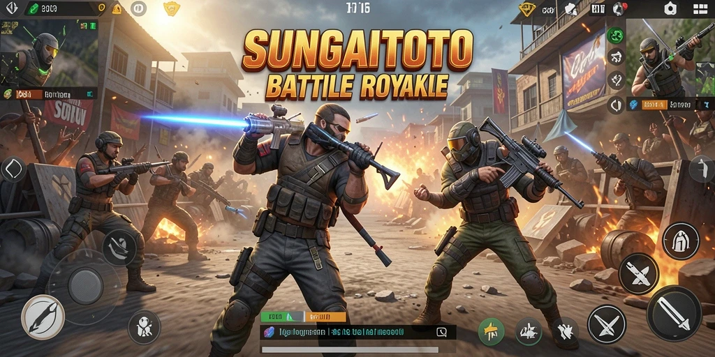 Gameplay seru SUNGAITOTO dalam pertarungan Battle Royale yang mendebarkan.