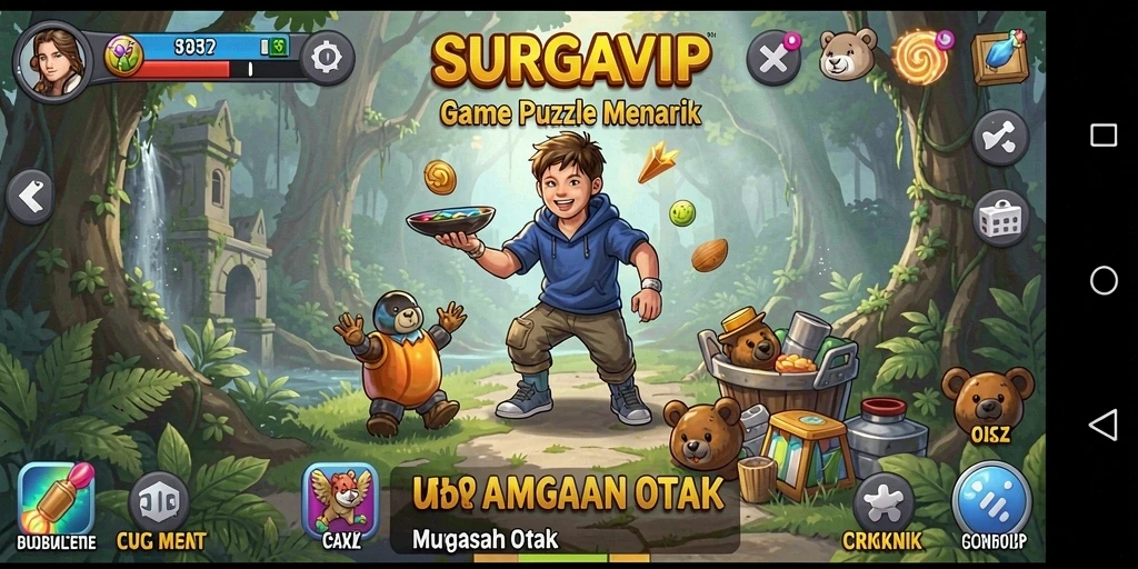 Tampilan gameplay puzzle seru di SURGAVIP yang mengasah otak.