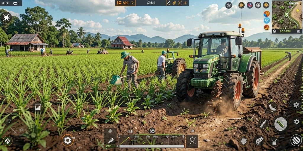 Tampilan gameplay X168 yang seru dan interaktif dalam aktivitas bertani.